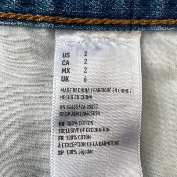 AMERICAN EAGLE Ripped Button Fly Vintage Hi-Rise Festival Jean Shorts - Size 2 - Picture 9 of 10